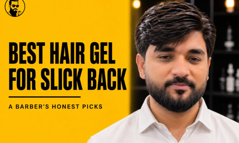Best hair gel for slick back hair men featured image showing a barber applying pomade to a man's slick back haircut