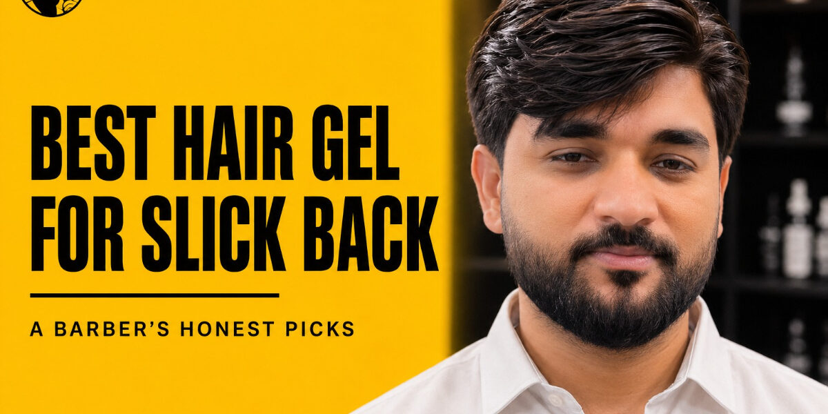 Best hair gel for slick back hair men featured image showing a barber applying pomade to a man's slick back haircut