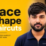 Face shape haircuts for men featured image showing barber measuring client face shape with tape measure