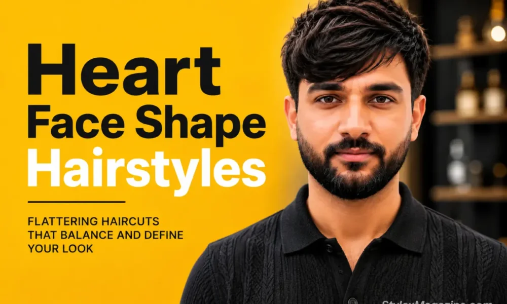 Heart face shape hairstyles for men featured image showing barber styling a client with heart shaped face proportions
