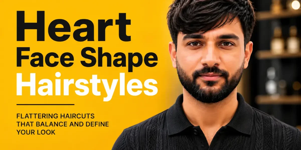 Heart face shape hairstyles for men featured image showing barber styling a client with heart shaped face proportions