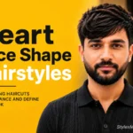 Heart face shape hairstyles for men featured image showing barber styling a client with heart shaped face proportions