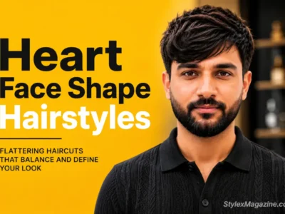 Heart face shape hairstyles for men featured image showing barber styling a client with heart shaped face proportions