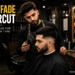 Professional barber giving a low fade haircut to a client in a barbershop, showcasing the low fade style