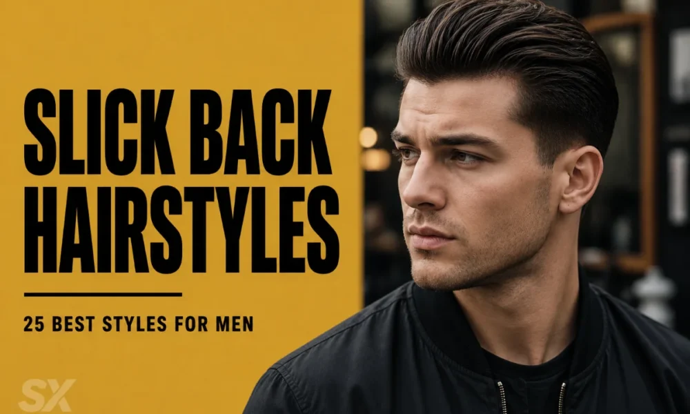 Slick back hairstyles for men featured image showing a man with a clean modern slick back haircut