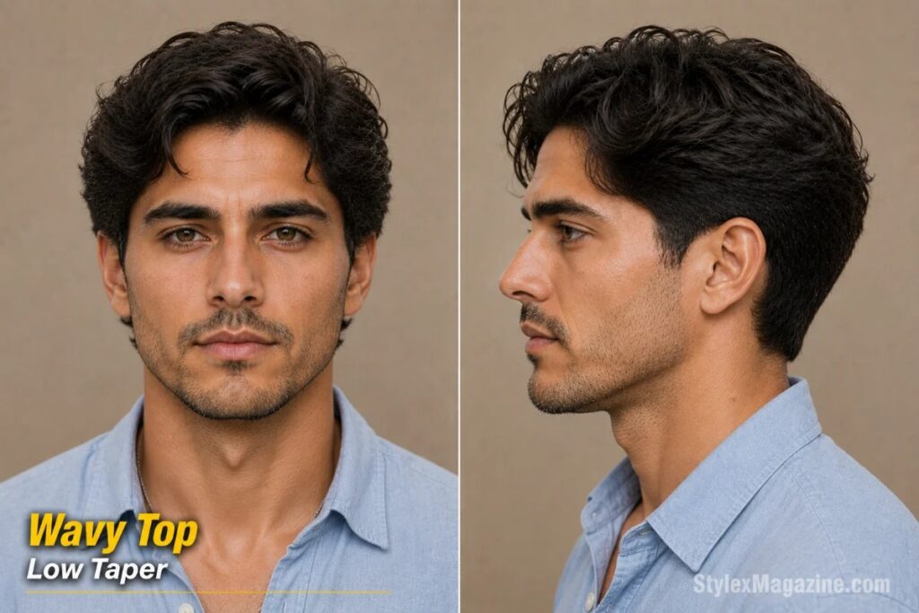 Wavy top low taper on diamond face showing natural wave texture with full sides from conservative taper