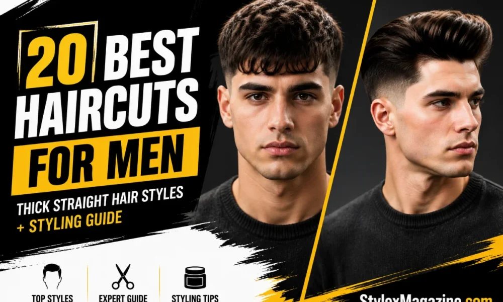 20 best thick straight hair haircuts for men featuring textured crop quiff and modern hairstyles