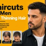 Haircuts for men with thinning hair featuring modern hairstyles for receding hairlines, thinning crowns, and overall hair loss