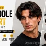 Modern middle part haircut for men with curtain hairstyle and natural volume