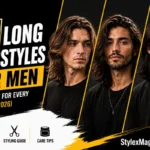 Collection of the best long hairstyles for men featuring multiple modern haircuts for different hair textures and face shapes.