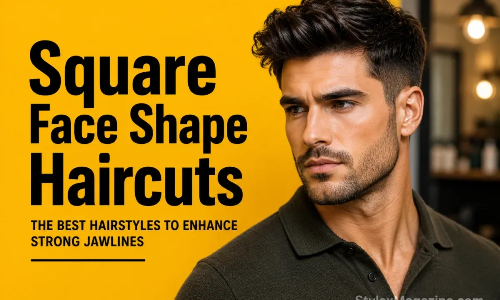 Man with a square face shape and textured quiff hairstyle featured in the Square Face Shape Haircuts article on StylexMagazine.