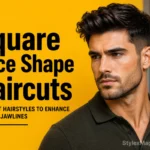 Man with a square face shape and textured quiff hairstyle featured in the Square Face Shape Haircuts article on StylexMagazine.