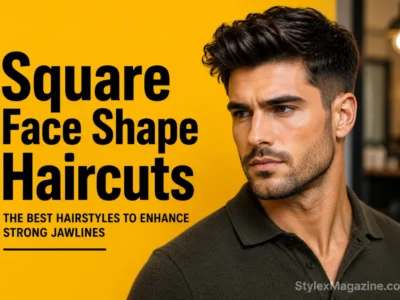 Man with a square face shape and textured quiff hairstyle featured in the Square Face Shape Haircuts article on StylexMagazine.