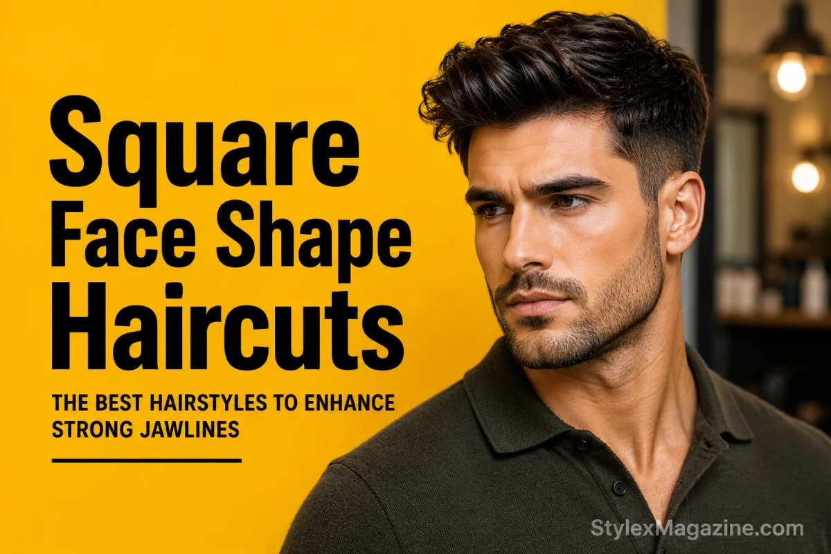 Man with a square face shape and textured quiff hairstyle featured in the Square Face Shape Haircuts article on StylexMagazine.
