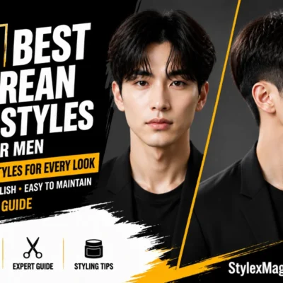 35 best Korean hairstyles for men with modern textured cuts shown on a Korean male model in an editorial style.