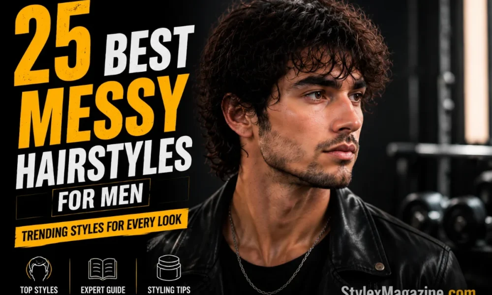 25 best messy hairstyles for men with a textured messy haircut, tousled layers, and modern styling inspiration for men's grooming trends.