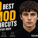 30 best mod haircuts for men featuring a classic British-inspired mod hairstyle with a textured forward fringe and full layered shape.