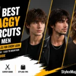 25 best shaggy haircuts for men with layered textured hairstyles shown on male models in a premium StylexMagazine editorial design.