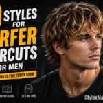 30 surfer haircuts for men featuring a tousled medium-length surfer hairstyle with textured layers, natural movement, and sun-kissed highlights.