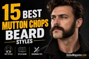 15 Best Mutton Chops Beard Styles in 2026 15 Best Mutton Chops Beard Styles featured image showing a man with thick mutton chops and a full mustache, with bold yellow and white typography on a black background.