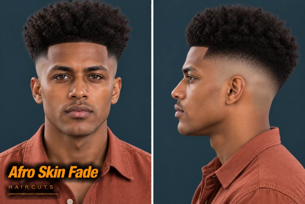 Afro with a high skin fade