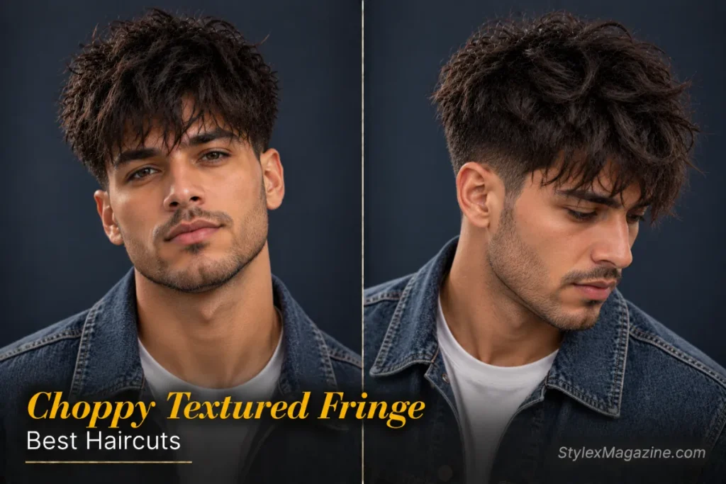 Choppy textured fringe with uneven lengths