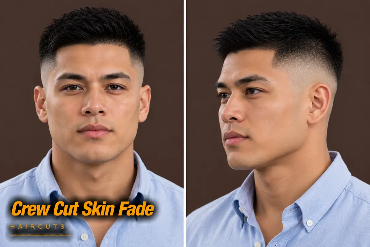 Crew cut with a skin fade and graduated top