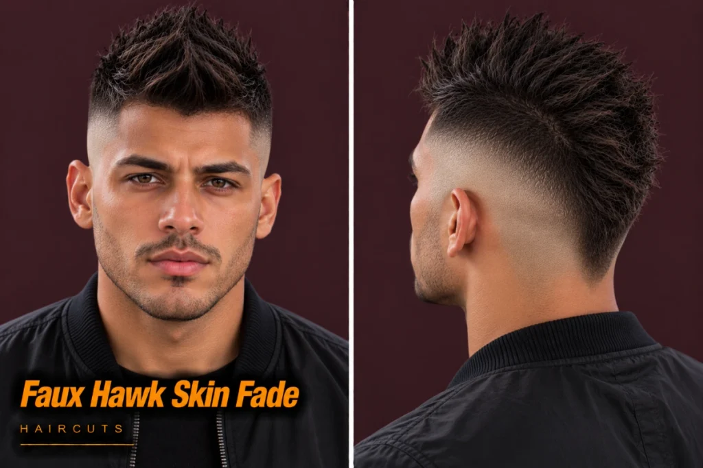 Faux hawk with a high skin fade