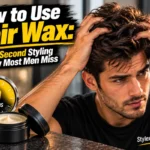 How to Use Hair Wax: The 30-Second Styling Window Most Men Miss featured image showing a man styling textured hair with both hands, a 30-second timer, and an open hair wax jar.