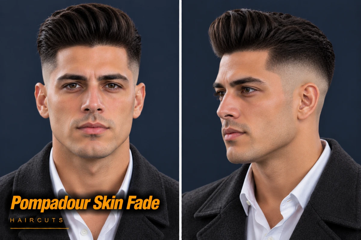 Pompadour with a skin fade