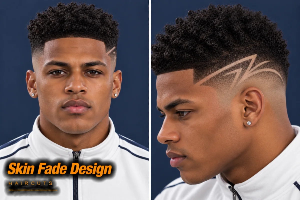 Skin fade with a trimmer design on the side