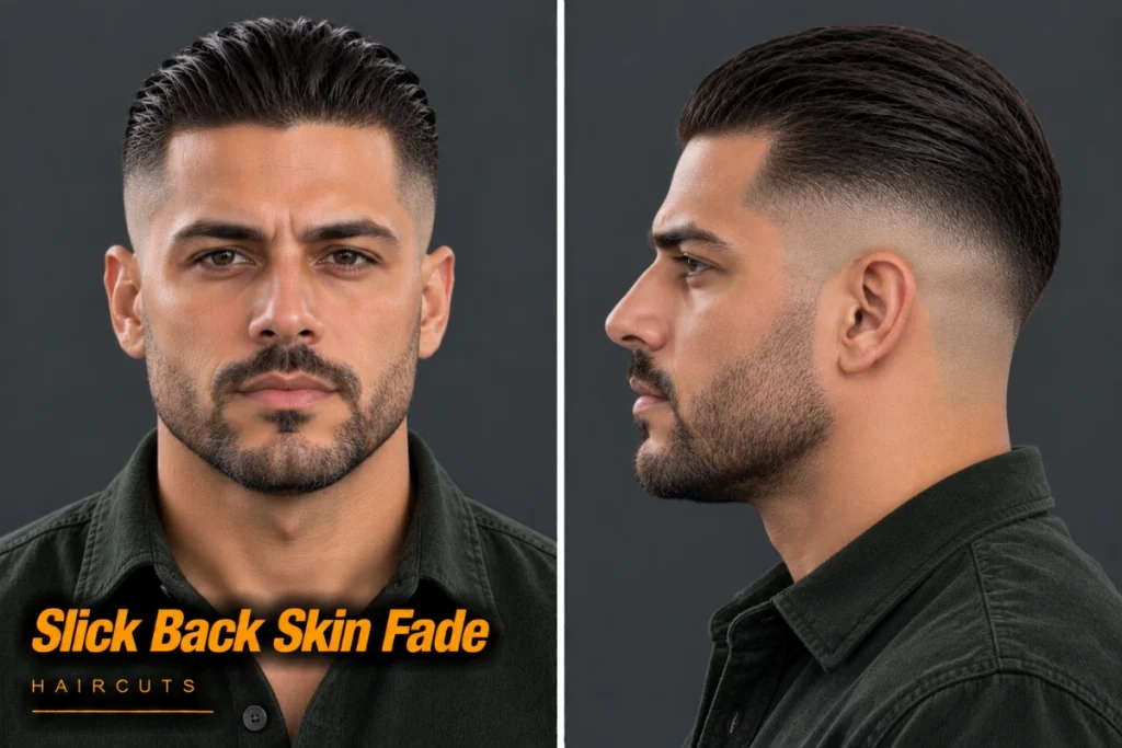Slick back with a skin fade