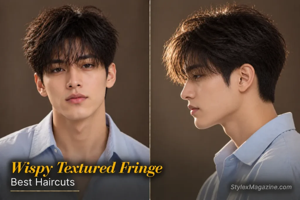 Wispy see-through textured fringe on fine hair