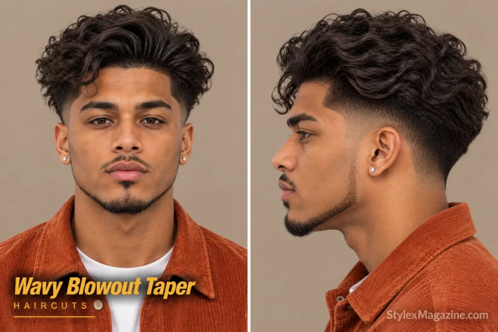 Wavy blowout taper with the natural wave pattern kept intact, front and side view